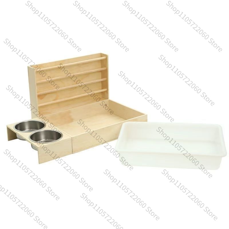 Pet Feeders - Holz-Kaninchenfutterautomat, Minimalistischer Holz-Wasserspender, Landschaftsgestalteter Raum, Haustierbett
