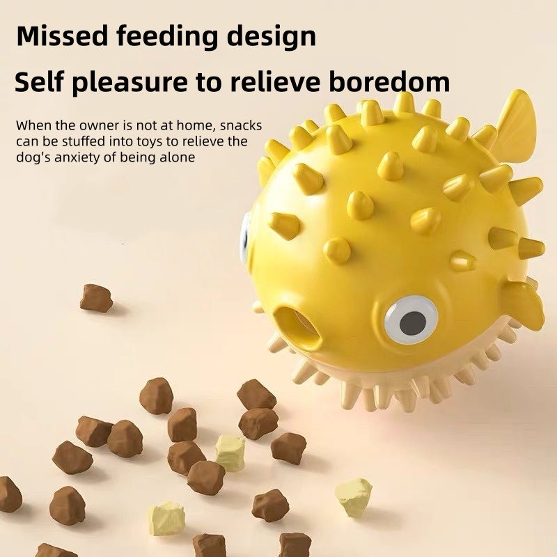 Rubber Treat Dispensing Dog Toy - Interaktives, springendes Fisch-Leckerli-Spielzeug für Hunde, Slow-Feeder-Puzzle,