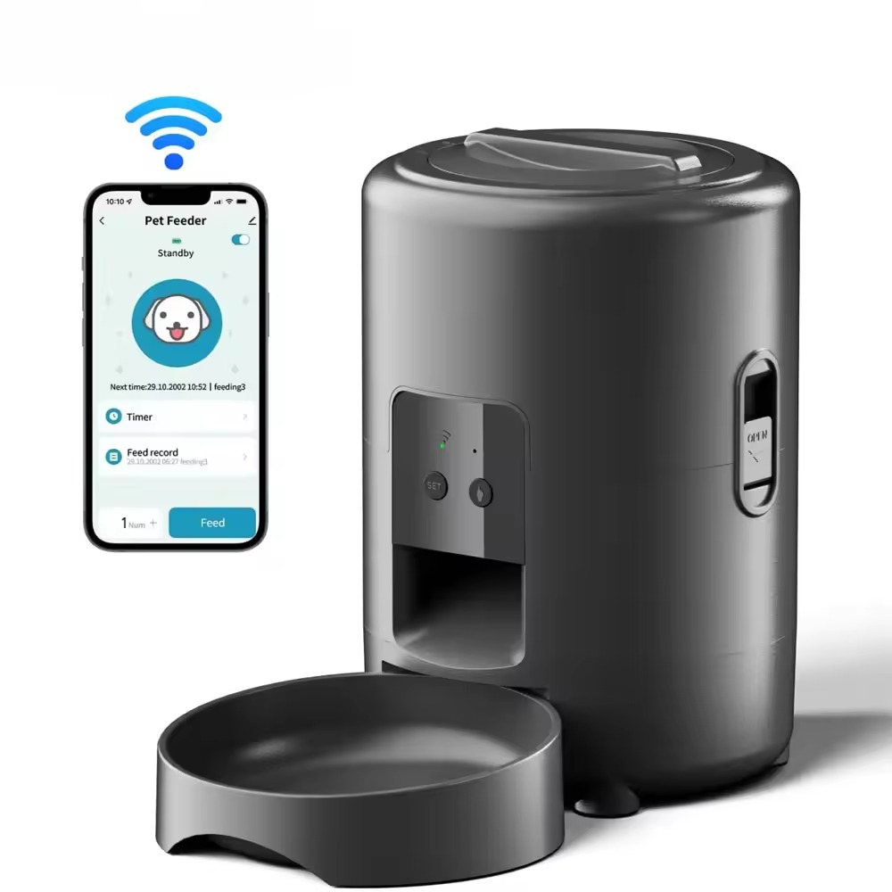 Pet Feeders - 2L APP-gesteuerter Automatischer Tierfutterautomat mit Tastenbedienung,