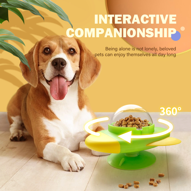 Dog Puzzle Feeder Toy - Raketenförmiges rotierendes Katzen- und Hundespielzeug, interaktiver