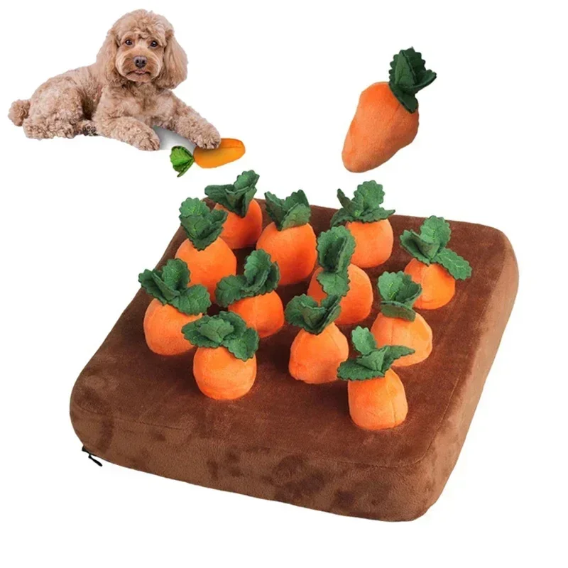 Snuffle Mat For Dogs - Hundespielzeug Schnüffelmatte für Haustiere Karotten-Plüschspielzeug-Matte Innovative