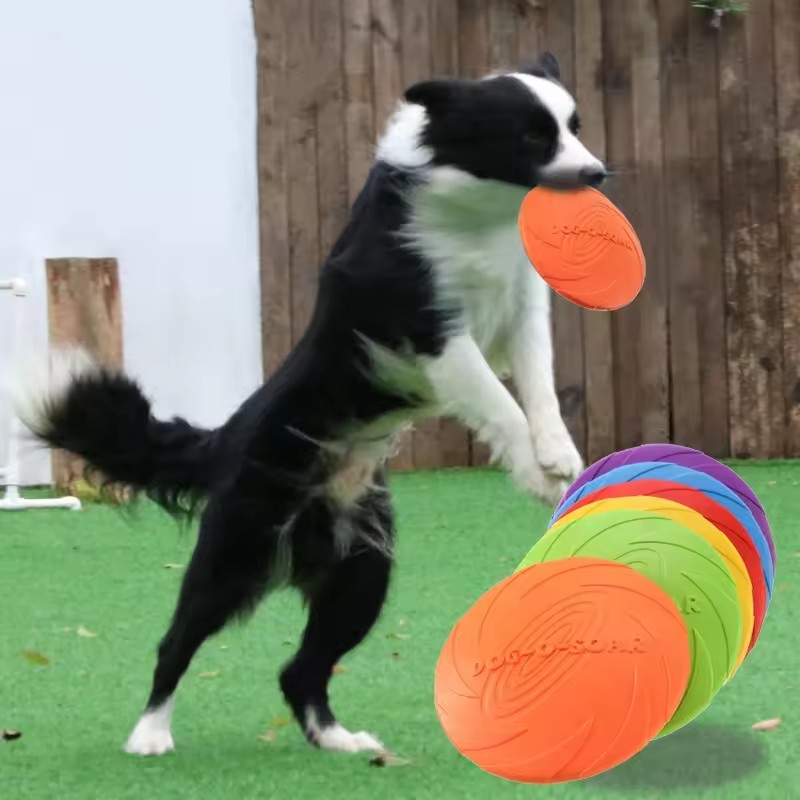 Flying Disc Dog Training Toy - Interaktives Silikon-Flugscheiben-Spielzeug für Hunde, Kaubeständige Flugscheibe,