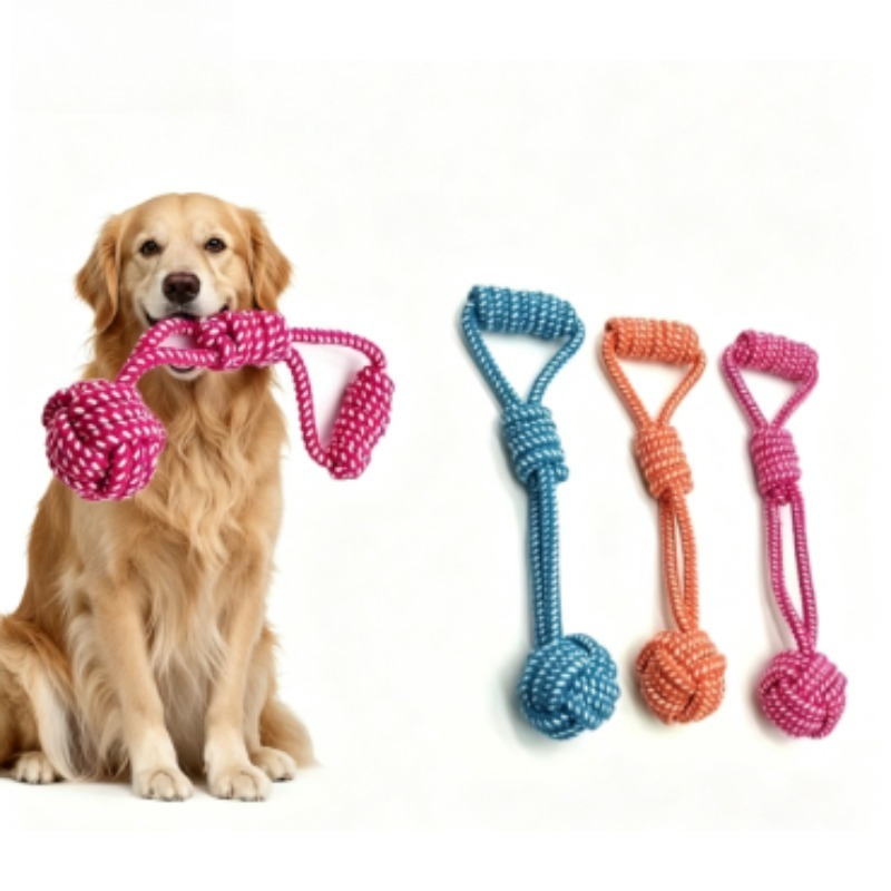 Dog Rope Toy Aggressive Chewers - 1 Stück Knoten-Kauspielzeug mit Tennisbällen, interaktives