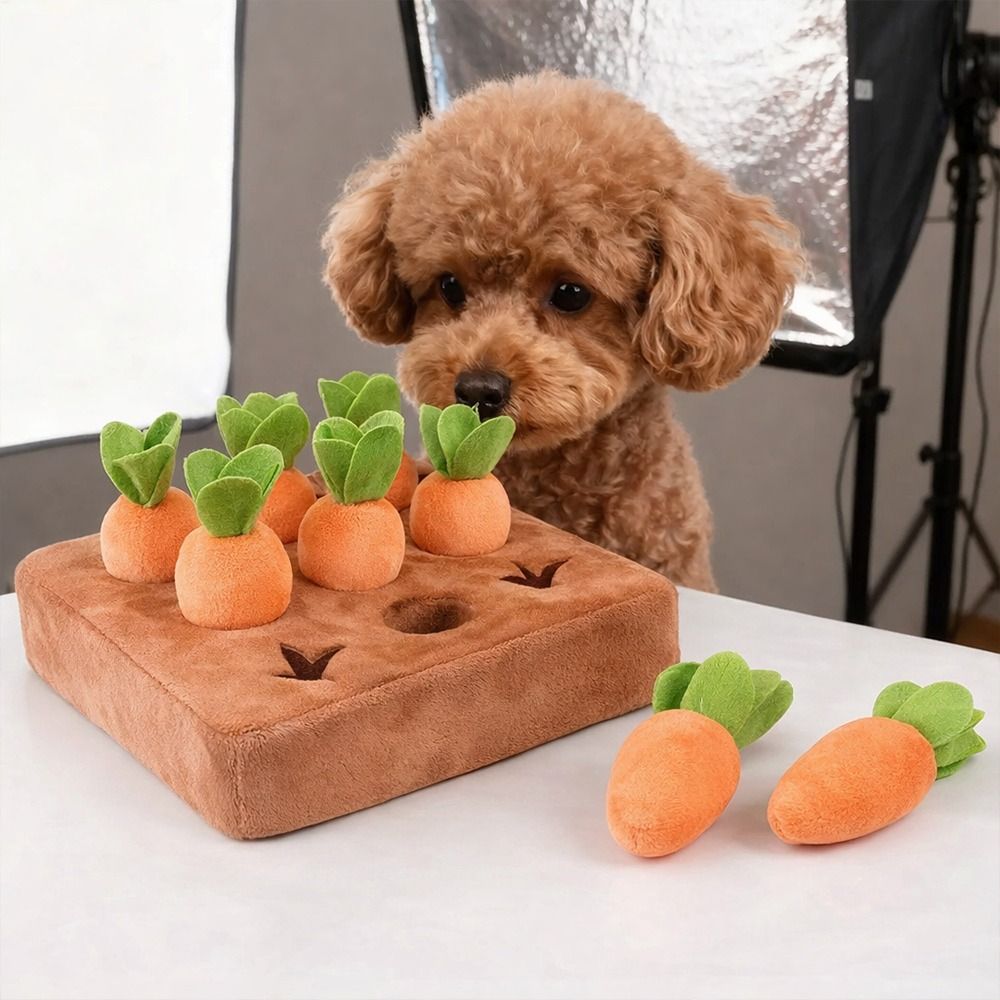Dog Puzzle Feeder Toy - Stressabbau-Karotten-Schnüffelmatte mit Abnehmbaren Karotten Interaktives Fütterungs-