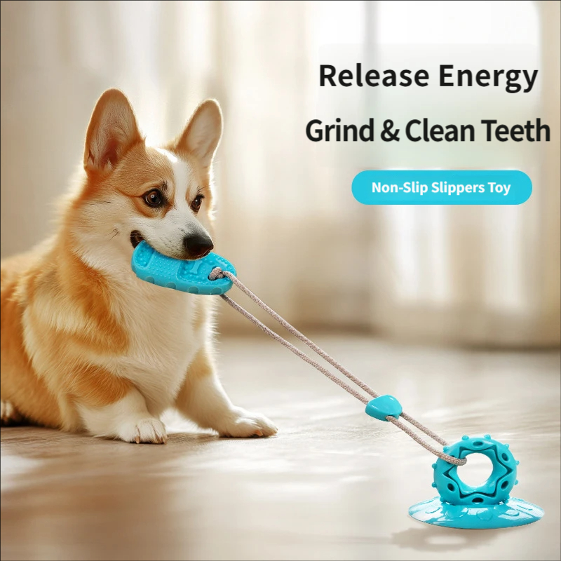 Suction Cup Dog Tug Toy - Saugnapf-Hundespielzeug Interaktives Ziehseil Kauspielzeug in Slipper-Form