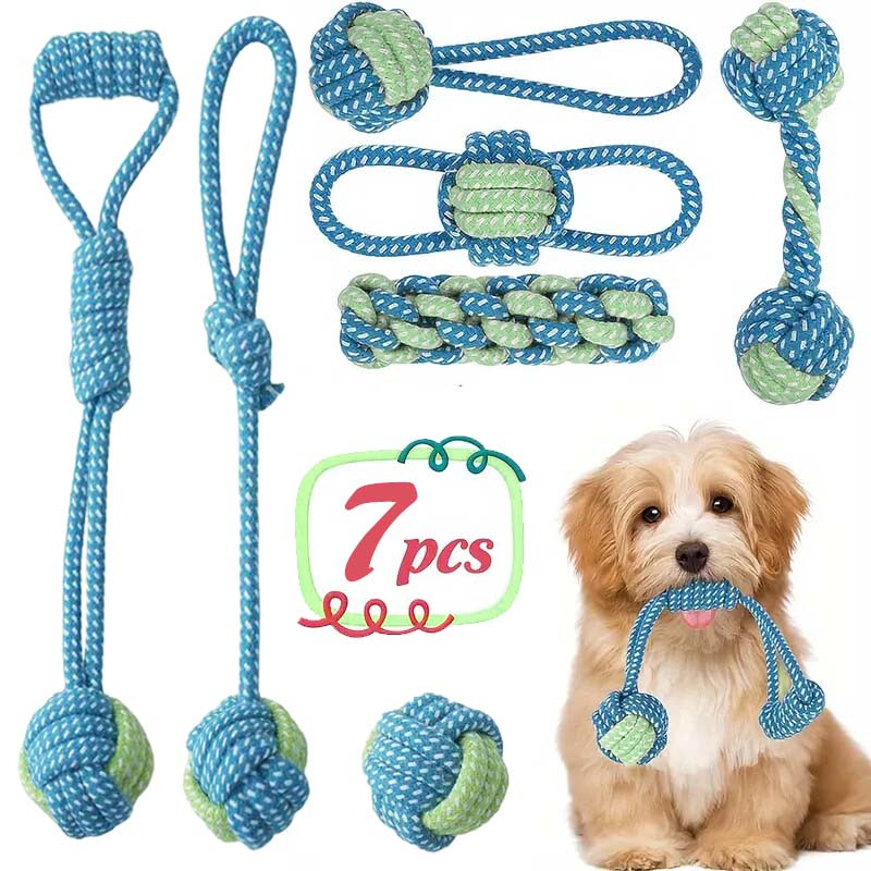 7-teiliges interaktives Knoten – Dog Rope Toy Aggressive Chewers Bewertung und Preis